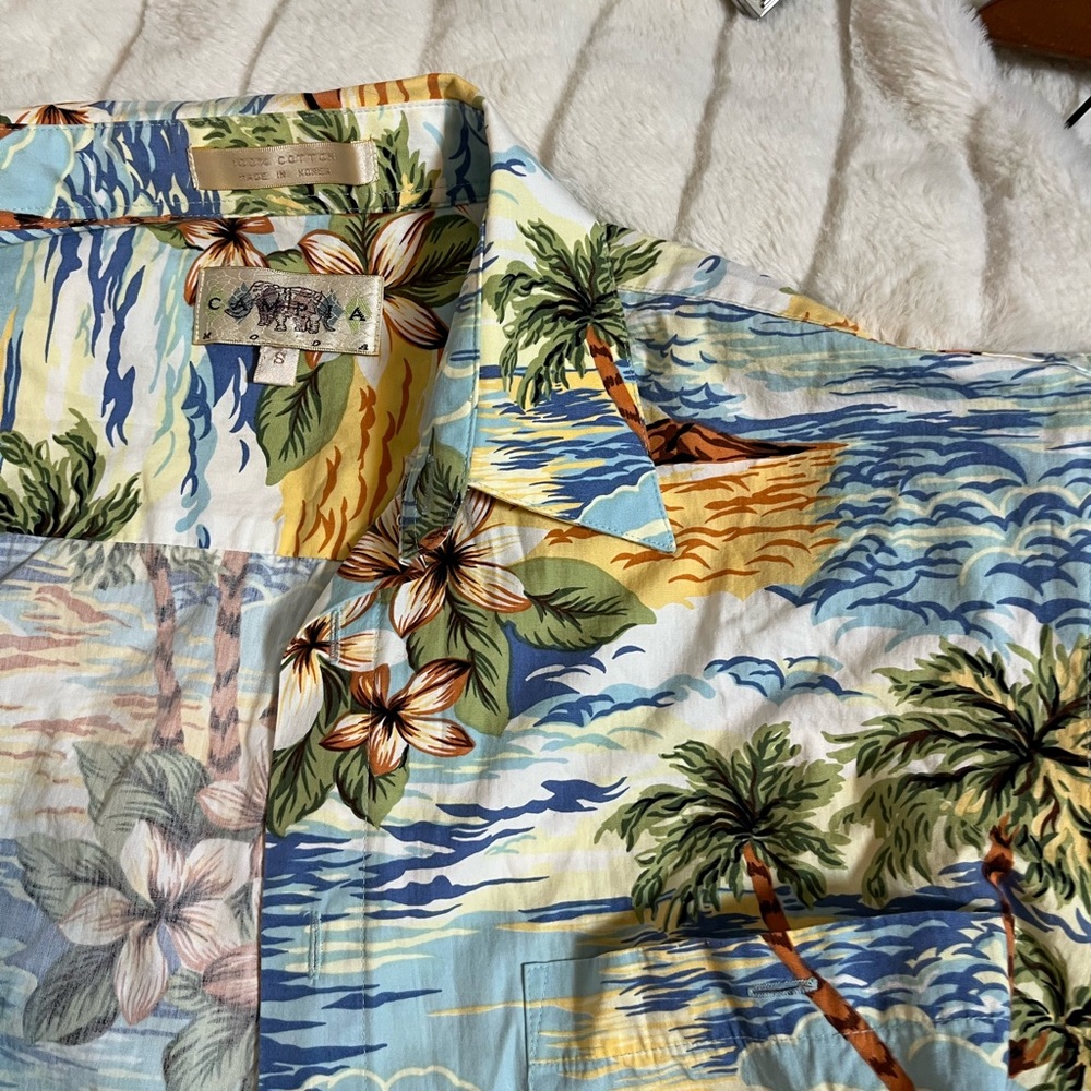 VTG Campia Adult S Tropical Key West Beach Coastal Button Shirt Vacation Summer